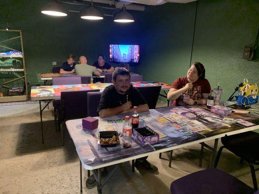 Our game room for set up for trading card games