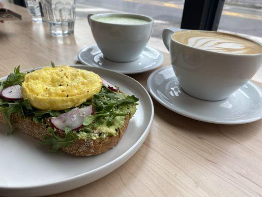 avocado toast and latte