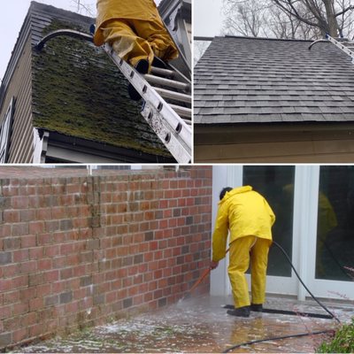 Power washing room and brick wall