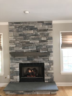 Cultured stone fireplace southern ledgestone