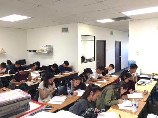 Math 2C Class taking an exam! These students come in every week to prepare for the upcoming SAT II test.