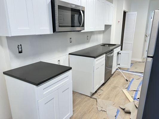 Installed cabinets and appliances