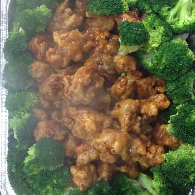 party tray of General Tso's Chicken