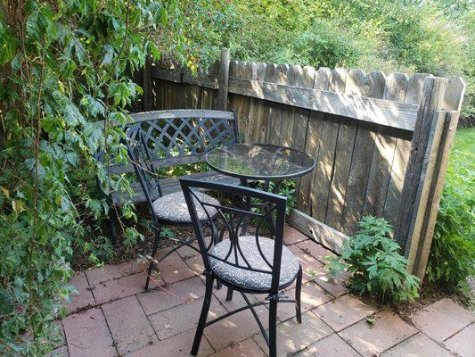 Private patio attached to the Old Faithful room