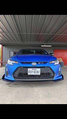 2016 Scion wrapped in matte metallic blue