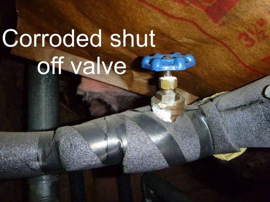 Corroded shut off valve