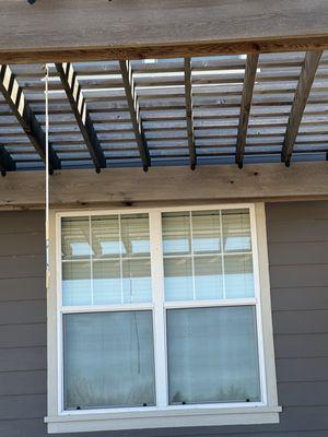 Pergola used to be above the window trim has sunk