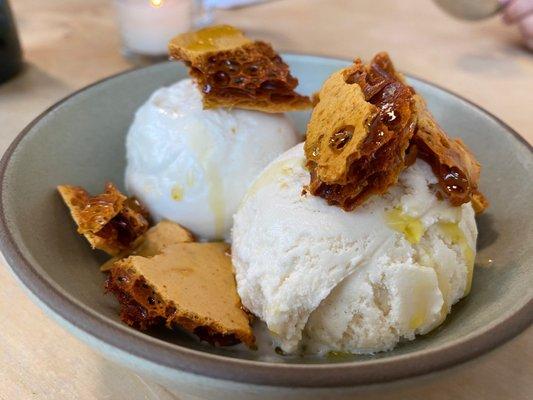 MILK AND HONEY malted milk ice cream with honeycomb olive oil