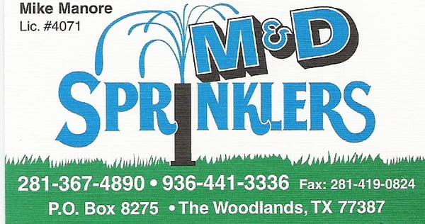 M & D Sprinklers installs and repairs lawn sprinkler systems in the greater Houston, Texas Area.