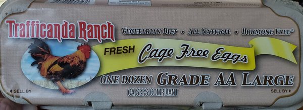 Trafficanda Ranch dozen Cage Free Grade AA Large eggs