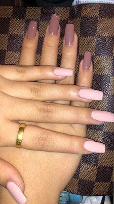 Gel Acrylic Nails: shade 418 & 440