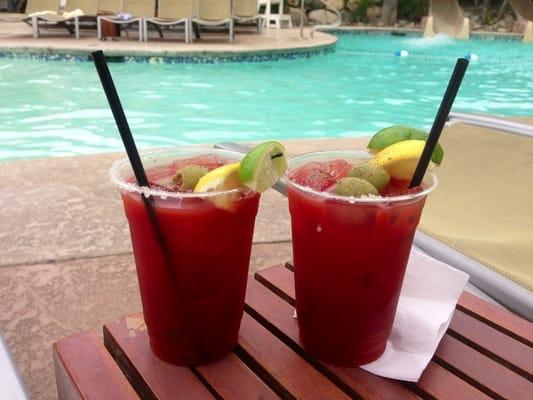 Bloody Marys by the pool in front of Swim