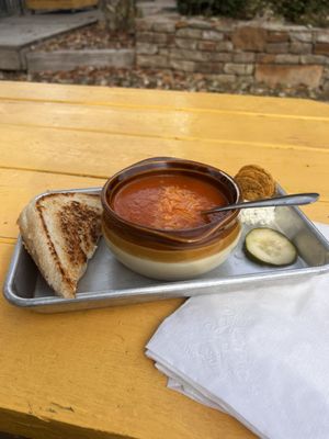 Tomato Basil Soup and grilled cheese