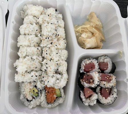 Sushi roll combo - spicy tuna, California, tuna cut