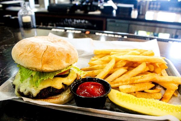 Delicious burger and fries