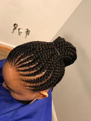 Feed-In braids updo/ponytail