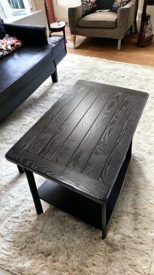 distressed barn style coffee table ebony black semigloss finish