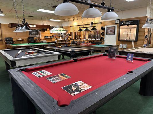 Over 10 pool tables on the floor, plus many more available to order.