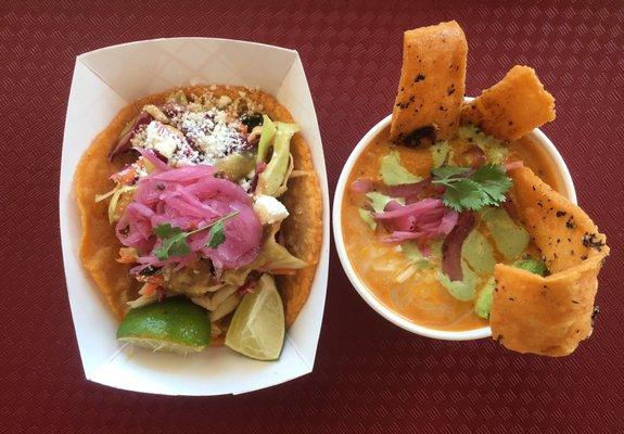 Smoked veggie taco and chicken tortilla soup. It was delicious, I am definitely coming back!