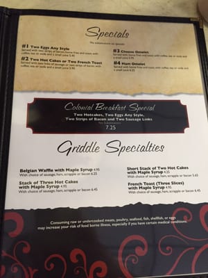 Page two of the menu.