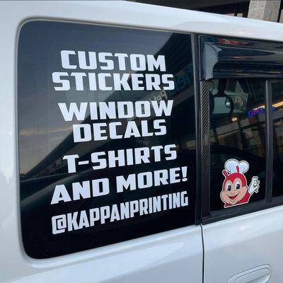 Window decals we made for our business car