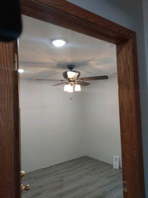 New ceiling fan and puck light installation