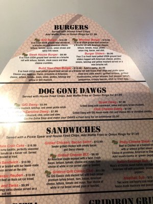 Updated menu.  1/12/18