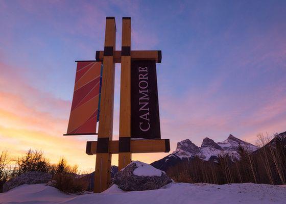 Gateway sign for the Town of Canmore, Alberta. Part of a complete wayfinding system.