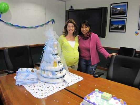 me with my beautiful diaper cake and it's creator, Renee!