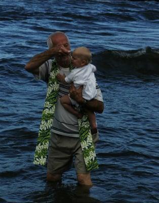 Fr. Tom Pivinski at Summer Beach Baptism