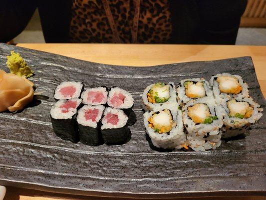 Tuna roll and shrimp tempura roll