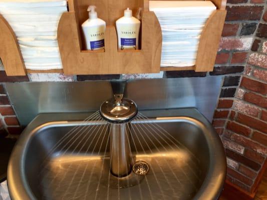 Foot controlled sink! I like washing my hands without having to visit the restroom!