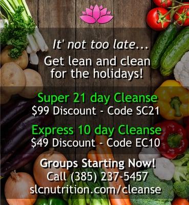 Holiday Cleanse Offer! Save $99 and be done by the holiday!