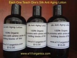 Silk Anti Aging Lotion "Hand Crafted, Organic" https://www.e1t1organics.com/hygiene.html