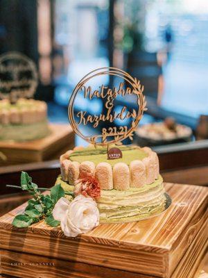 Matcha 2-tier wedding cake!