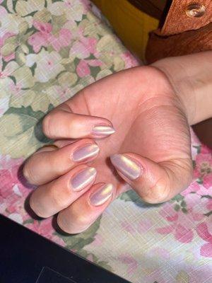 Nude chrome nails