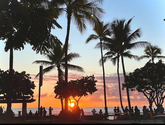 Sunset view of Waikiki Beach