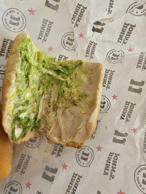 Turkey, lettuce, mayo, mustard, onion.