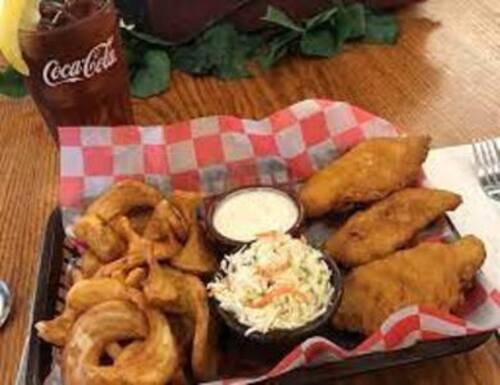 Our marinated chicken tenders are lightly breaded so you get more chicken than breading. Our beer-battered sidewinder potatoes are awesome.