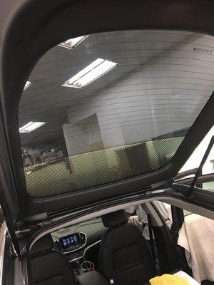 This is my back window with tint on the lower half... after this was finished he added the vinyl.