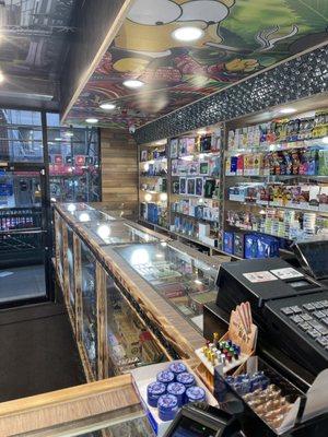 We have CBD products, vapes, torch lighters, all RAW products and edibles and chocolate