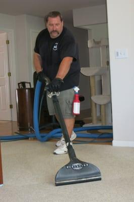 Dan, hard at work. What a difference between "before" and "after"! Our carpet looks great now and it's 19 years old.