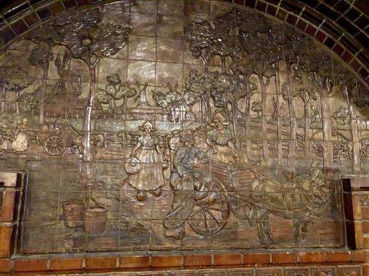 Batchelder tile frieze in rear section beneath groin vault