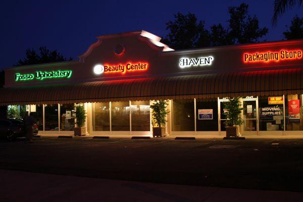 Reverse Channel Letter Signs with various colored "Halo" back lighting effect.