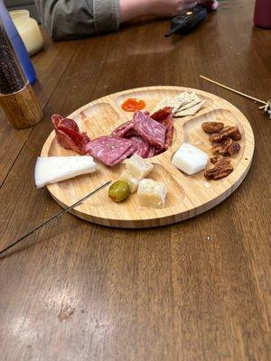 We put the cheese and meat on a platter when we got home and were very happy with it.