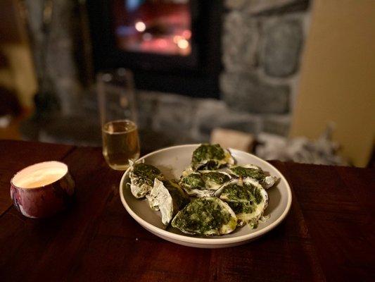 Oysters Rockefeller, made from oysters sourced from the cooking school, and Marks recipe he printed out for us while we waited.