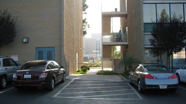 Yonemoto Physical Therapy has two buildings.  Left: pool, gym, marketing.  Right: check-in/front desk, IMT area, finance dept.