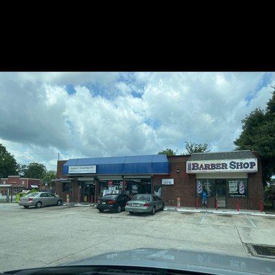 Front of the building. Shared with a barber shop.