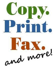 Copies 0.15/pg  - Fax 0.75/pg Prints 0.25/pg (Black)