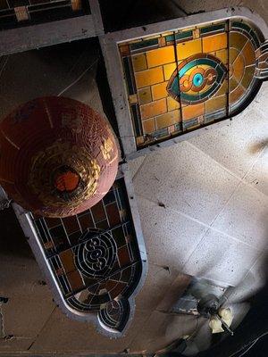 Light fixture made from stained glass windows